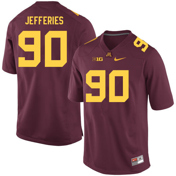 Men #90 Darnell Jefferies Minnesota Golden Gophers College Football Jerseys Sale-Maroon